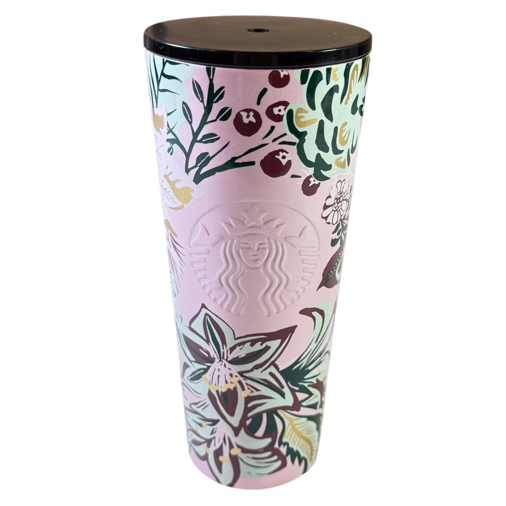 Starbucks 2022 Holiday‎ Winter Enchanted Forest Travel Tumbler Cup Pink 24oz